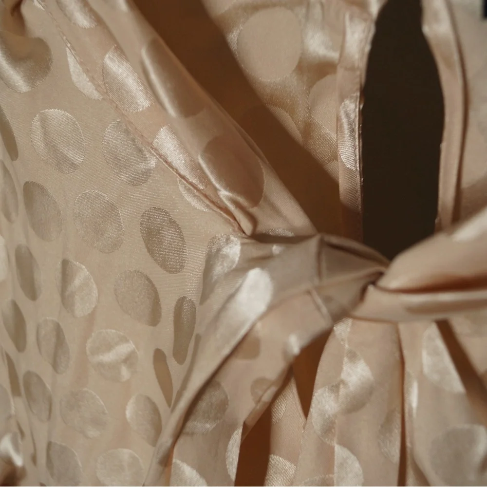 Ann Taylor Champagne Satin Polka Dot Blouse XXS